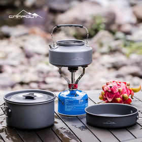 【露营专场】CAMPOUT户外用品套锅便携炊具1-3人露营装备锅具3件套野营餐具