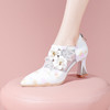 时尚个性，压花皮高跟网纱拼接凉鞋YSML-A025-K441-1 商品缩略图2