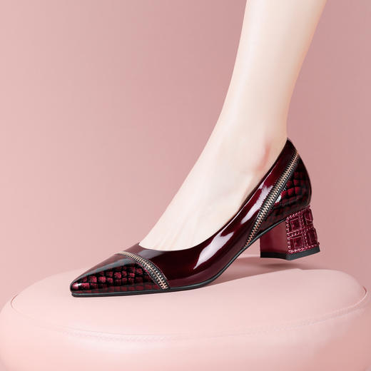 舒适百搭，漆皮亮面低跟小皮鞋YSML-A036-K479 商品图4