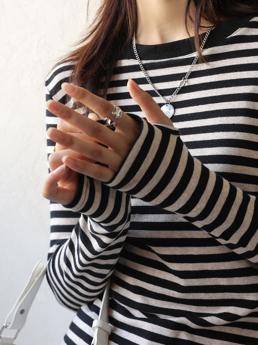 春秋新款条纹t恤女长袖春秋小衫上衣内搭打底衫 FS 000 1658 商品图0