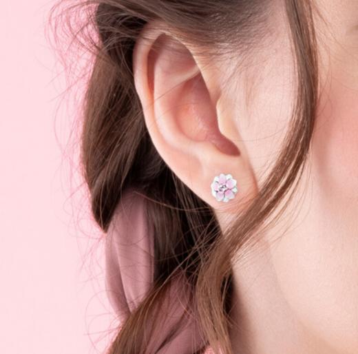 Pandora潘多拉925银木兰花耳饰耳钉290739PCZ粉色古风高级气质送情人节礼物女友 商品图1