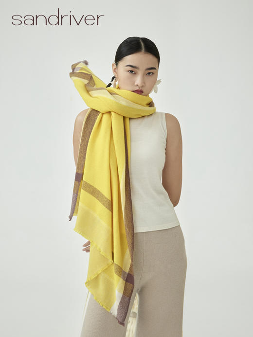 边框撞色羊绒围巾 SJF93P727A 商品图3