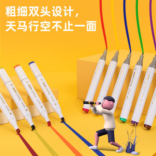 得力70818-48_PP桶装酒精性三角杆软头马克笔(混)(48色/筒) 商品图3