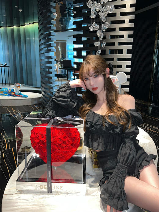 VBEINGS花语 怦然心动 大号 永生花玫瑰花爱心送女友老婆生日表白情人节礼物 商品图3