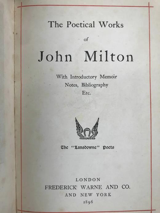 1896年 弥尔顿诗集 约8幅插图 漆布精装32开 商品图3
