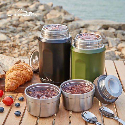 【露营专场】CAMPOUT露营焖烧杯保温杯不锈钢焖壶大口径双层保温饭盒罐 商品图2