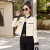 春女新款皮衣短外套，撞色拼接方形口袋小立领小个子夹克外套HR-WY38099 商品缩略图0