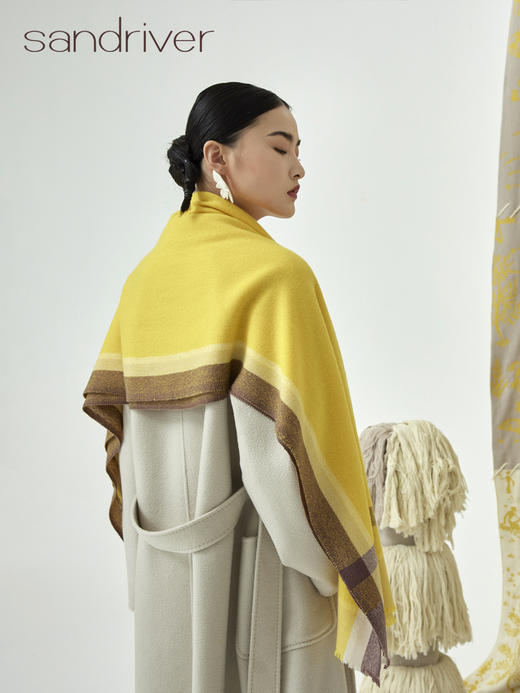 边框撞色羊绒围巾 SJF93P727A 商品图0