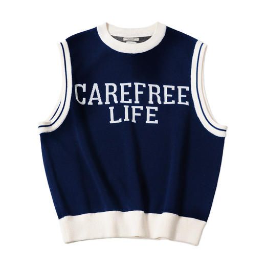 马登学院风情侣针织马甲背心圆领套头毛衣无袖叠穿上衣春季 商品图9