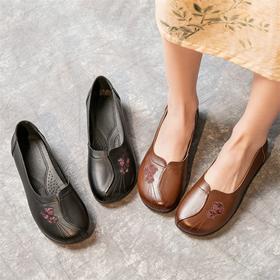 MLD-6608春季新款绣花牛筋底套脚休闲舒适浅口妈妈单鞋软底奶奶鞋