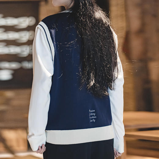 马登学院风情侣针织马甲背心圆领套头毛衣无袖叠穿上衣春季 商品图4