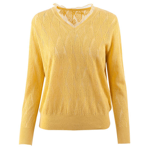 欧芮儿2022春装新款长袖V领针织打底衫女镂空宽松显瘦套头毛衣 商品图3