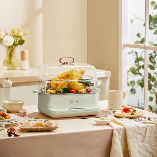 【小程序】小熊电蒸锅 DZG-C90G3 绿色5665C 五金蒸盘 两层 商品图2