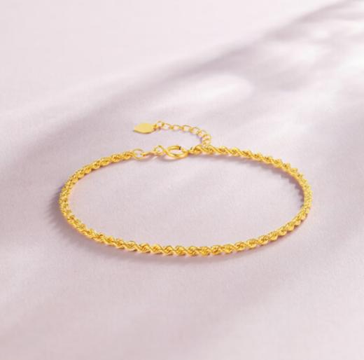 周六福珠宝 18K金手链女款麻绳链彩金手链 KH075987 约16+2cm 商品图1