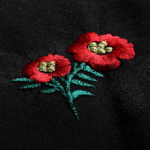 欧芮儿2016春装新款女装时尚七分袖圆领印花黑色透视雪纺衫上衣 商品图2