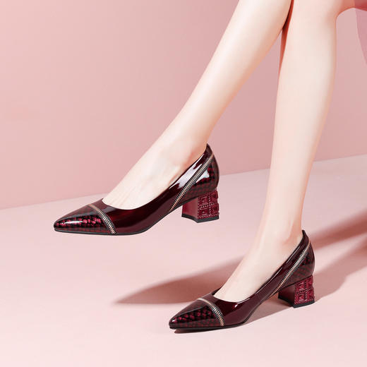 舒适百搭，漆皮亮面低跟小皮鞋YSML-A036-K479 商品图3