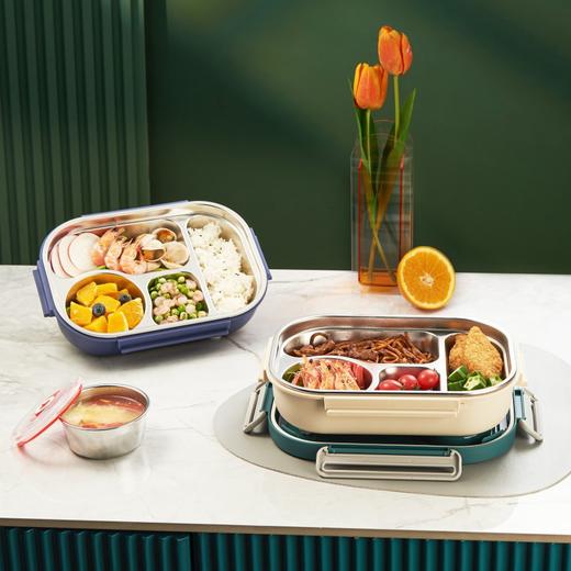 甲克虫JKC-5754带汤碗B款不锈钢饭盒（中四格）1520ml 商品图2