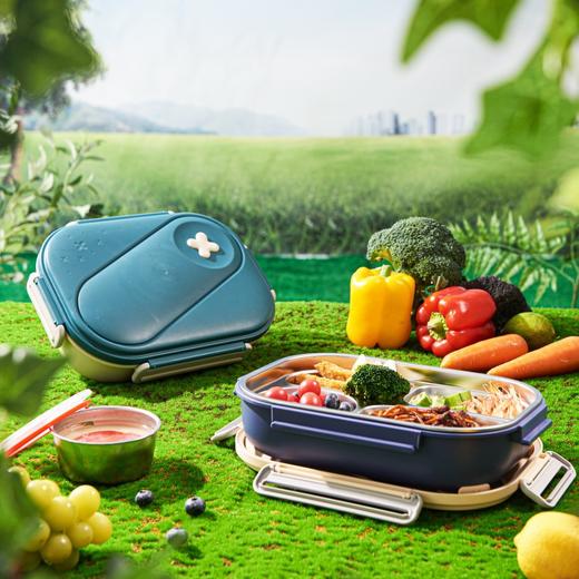 甲克虫JKC-5754带汤碗B款不锈钢饭盒（中四格）1520ml 商品图0