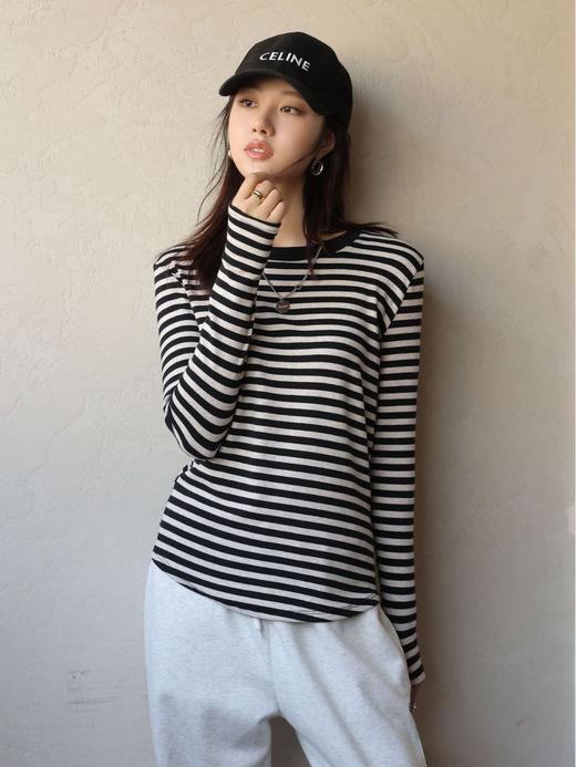 春秋新款条纹t恤女长袖春秋小衫上衣内搭打底衫 FS 000 1658 商品图3