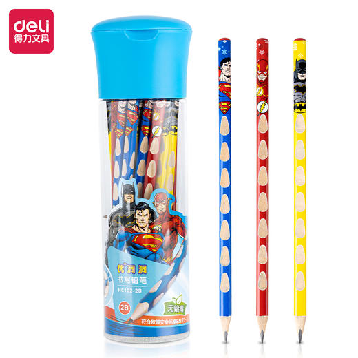 得力HC102-2B_DC正义联盟桶装2B洞洞铅笔(混)(25支/筒) 商品图0