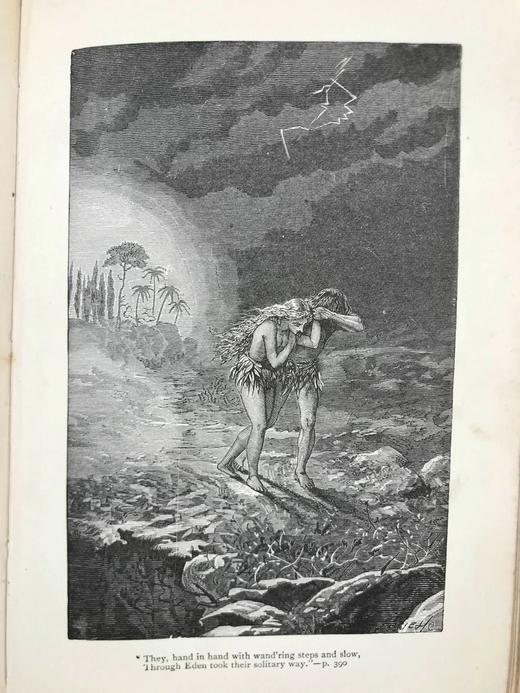 1896年 弥尔顿诗集 约8幅插图 漆布精装32开 商品图6