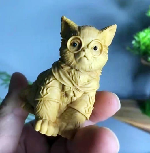 博士猫°黄杨木小摆件 商品图0