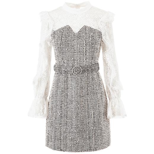 欧芮儿蕾丝拼接连衣裙女中长款春装2019新款荷叶边针织女裙子 商品图3