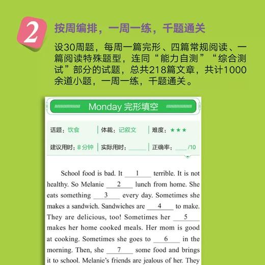 【新东方】初一英语阅读与完形强化训练1000题 商品图2