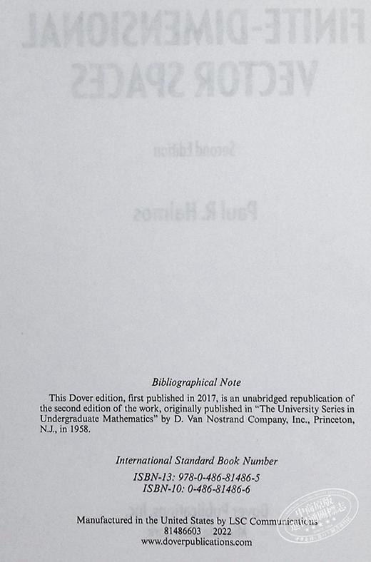 【中商原版】保罗哈尔莫斯 有限维向量空间 第二版 英文原版 Finite Dimensional Vector Spaces 2nd Edition Paul R Halmos 商品图4