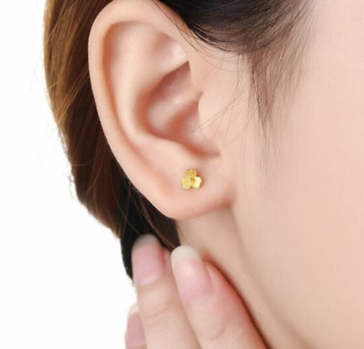 周六福珠宝 黄金耳钉女款精工足金耳饰 小金花 定价AC090379 约0.6g 商品图2
