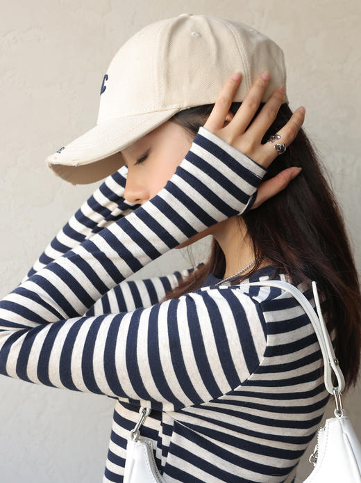 春秋新款条纹t恤女长袖春秋小衫上衣内搭打底衫 FS 000 1658 商品图1