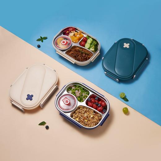 甲克虫JKC-5754带汤碗B款不锈钢饭盒（中四格）1520ml 商品图1