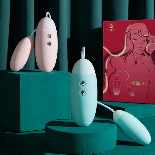 【C点G点双倍潮水】KISSTOY miss VV双跳蛋 高潮姿势(青色/粉色) 商品图2