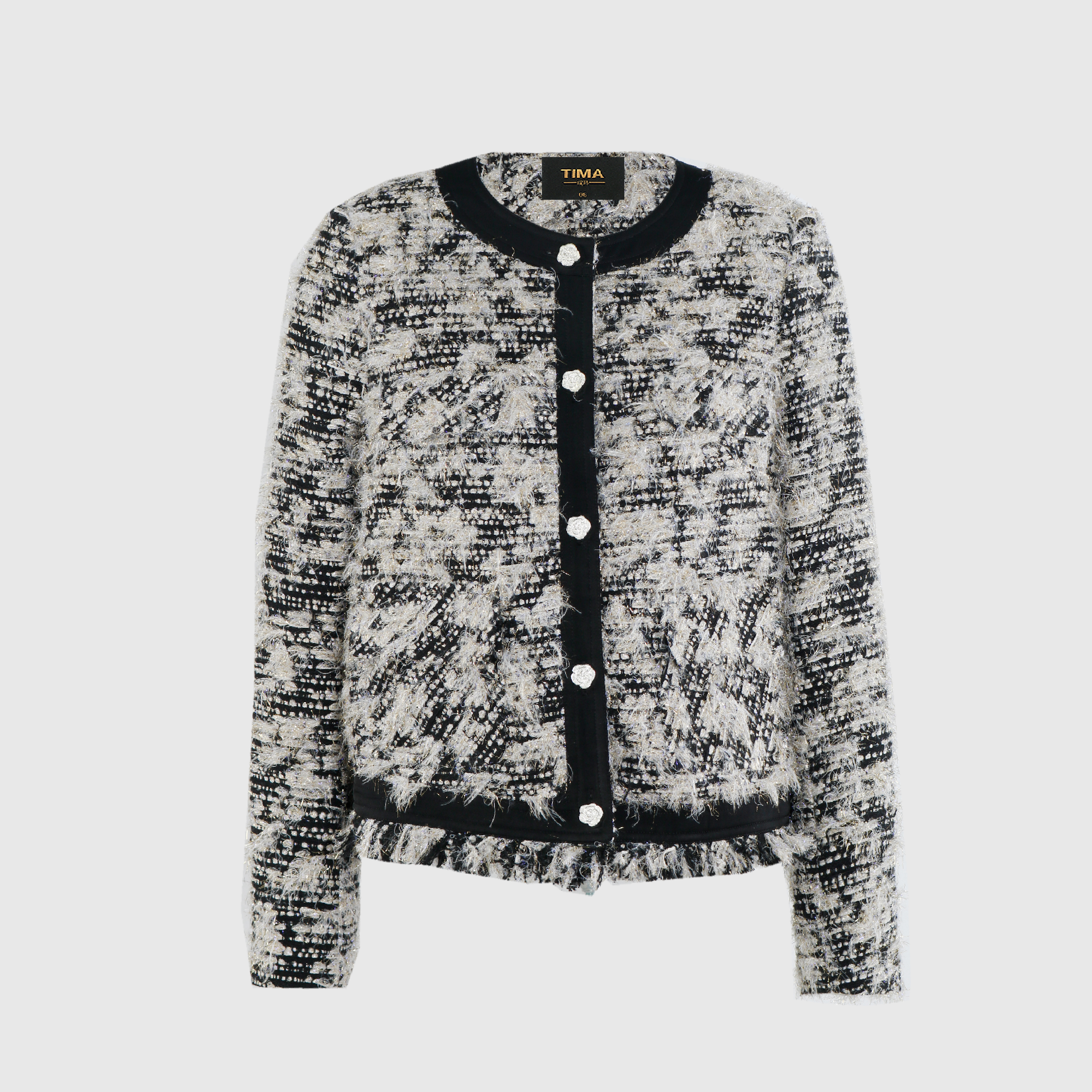 撞色门襟袖口直身外套