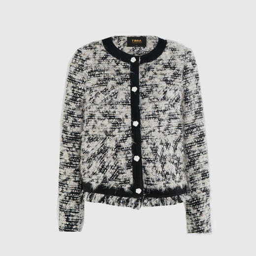 撞色门襟袖口直身外套 商品图0