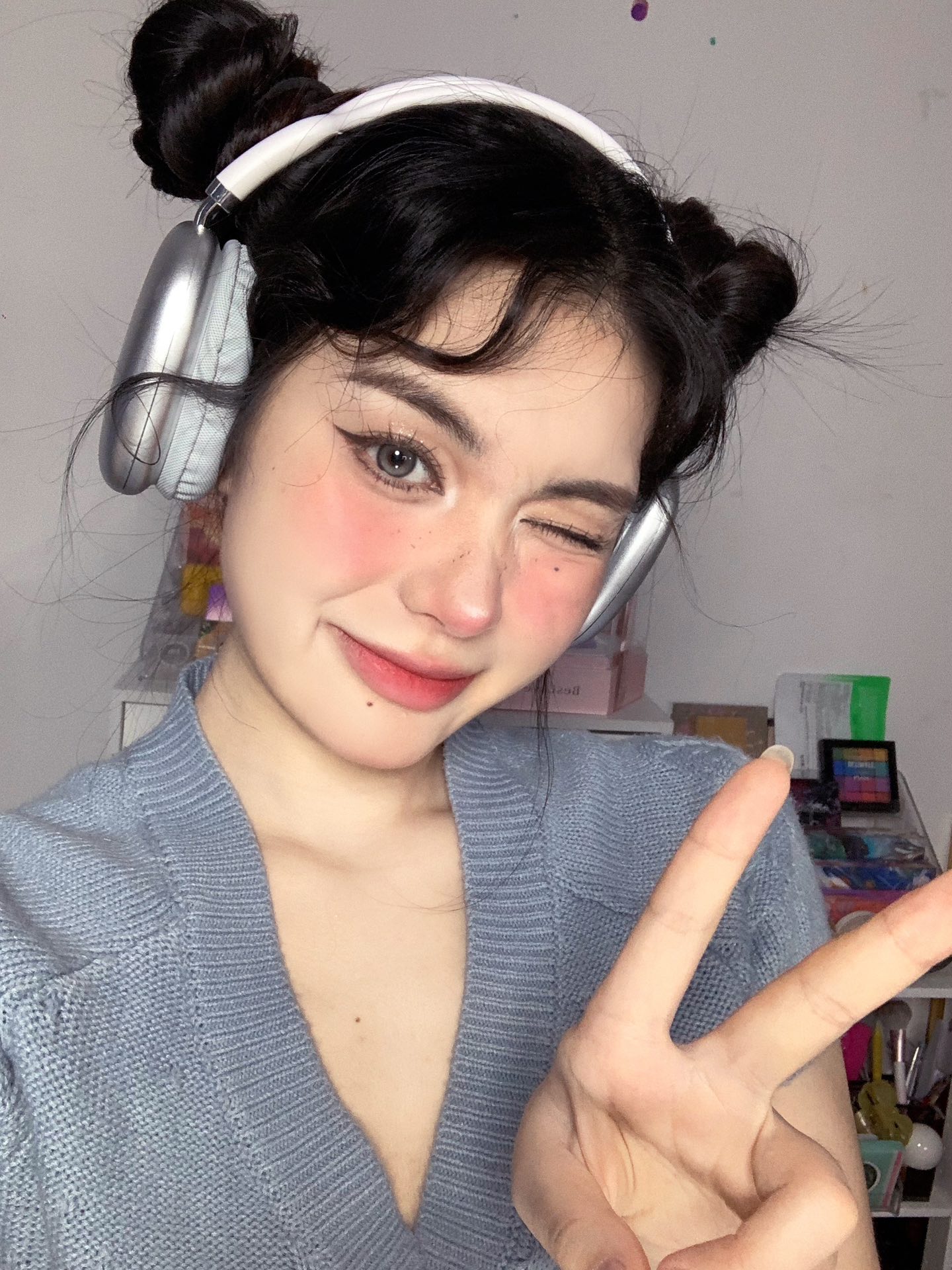Onechu美瞳 年抛隐形眼镜 泪光银闪14.2mm 1副/2片-VVCON美瞳商城12