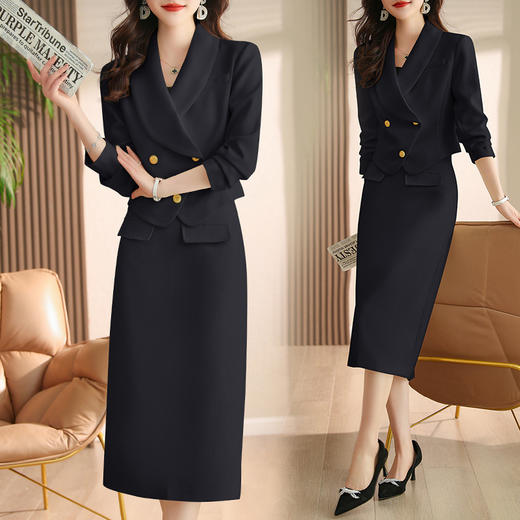 复古气质西装外套半裙套装，春秋季女上新韩系感通勤两件套HR-WHA138-69 商品图5