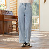 Famecoco范可儿浅色阔腿牛仔裤女季裤子小众设计感休闲FAB1GA014 商品缩略图2
