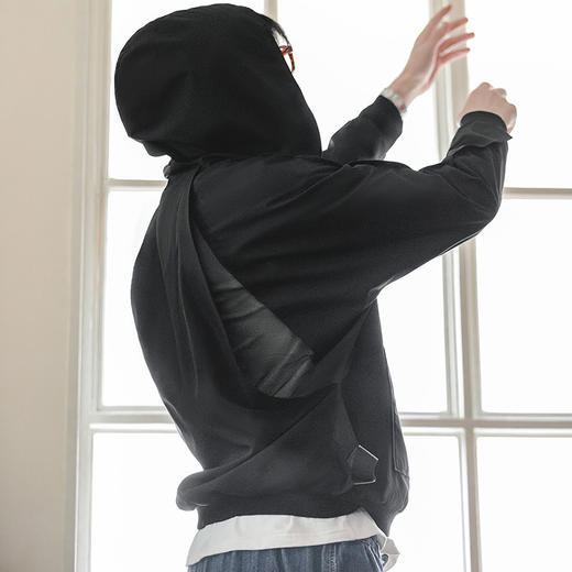 工装优选 美式休闲半拉链机能连帽卫衣设计感解构套头夹克外套男春 商品图4