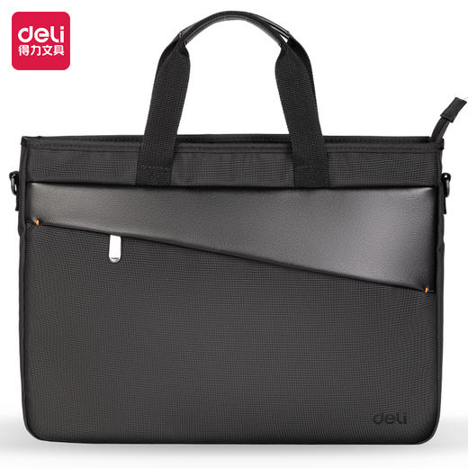 得力BG114成人包袋系列斜杠面料拼接撞色托特包(黑)(个) 商品图0