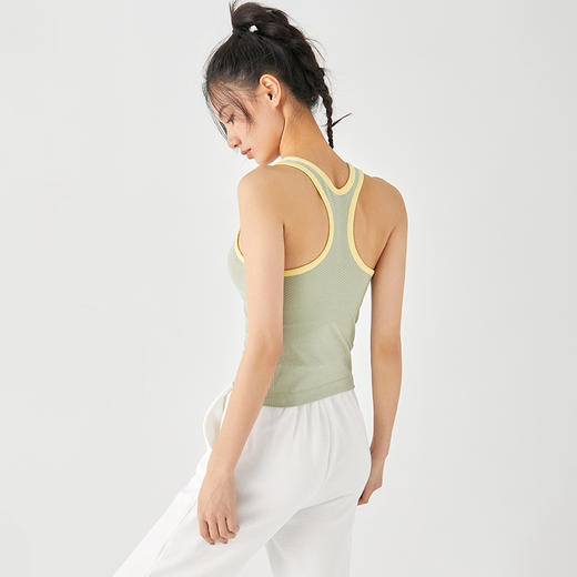 Leorrey乐拉运动内衣女带胸垫工字撞色瑜伽背心无袖健身服外穿 商品图4
