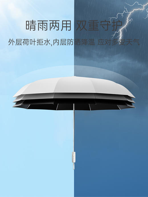 左都ZD149自动节节收反向黑胶晴雨伞 商品图3
