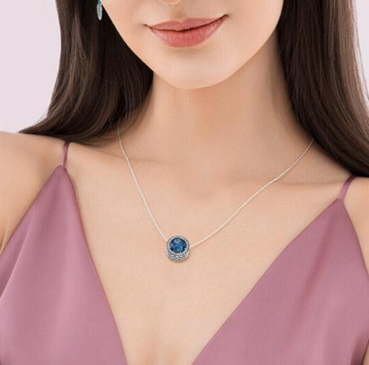 Pandora潘多拉925银海洋之心项链套装B801404深蓝色情人节礼物女友 商品图1