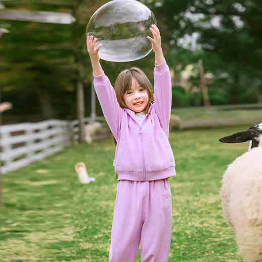 棉果果商场同款春季新品女童气质紫色休闲运动贴身舒适纯棉小毛圈针织长裤M122200223074 商品图1