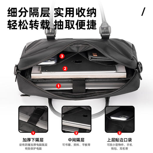 得力BG103-09商务双背带拼接式个人型公文包(黑)(个) 商品图4