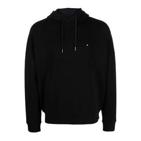 EMPORIO ARMANI 阿玛尼 男士棉质刺绣徽标连帽长袖卫衣 黑色 6L1M79 1JHSZ 0013