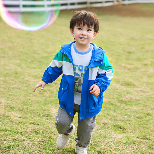 棉果果商场同款春季新品男童两件套冲锋衣潮流时尚帅气显白外套经典连帽拼色外套外套大衣冲锋衣M112100323019 商品图0