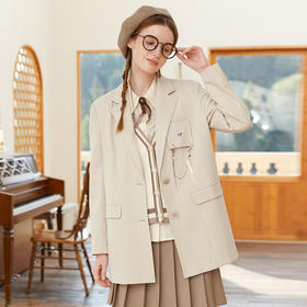 famecoco范可儿休闲西装女外套春季宽松小众设计感小西服FAB1AW013