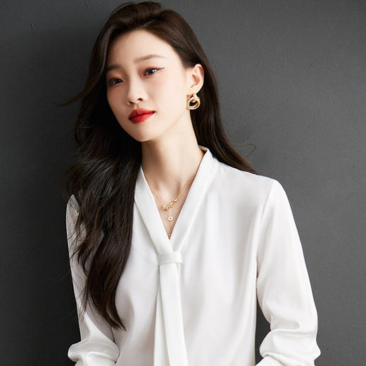 设计感小众新款春季v领雪纺衬衣XZ-588 商品图7