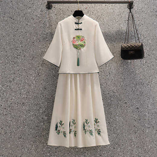 YBQG-2139民国风唐装女装改良旗袍采耳服禅意年轻款茶艺师服上衣中袖套装女 商品图6